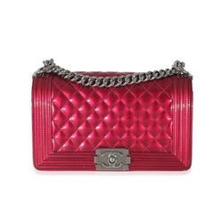 Chanel Pink Quilted Patent Leather Old Medium Boy Bag For Sale at 1stDibs