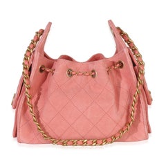 Chanel Pink Quilted Suede Mini Chanel 25 Hobo