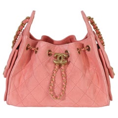 Chanel Pink Quilted Suede Mini Chanel 25 Hobo