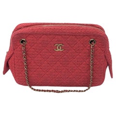 Chanel Pink Quilted Tweed CC Camera Case