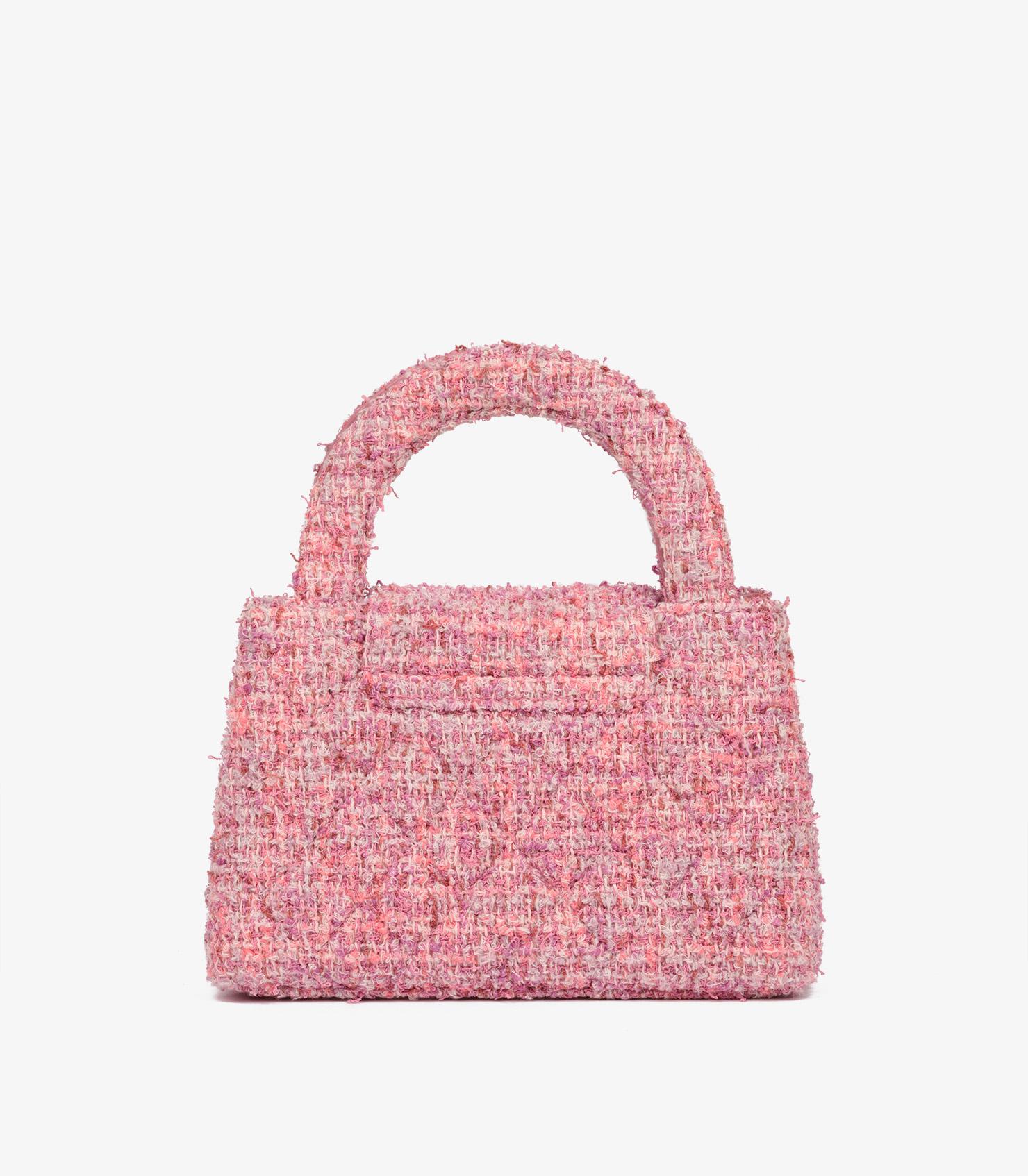 Women's or Men's Chanel Pink Quilted Tweed Nano Classic Kelly Shopper For Sale