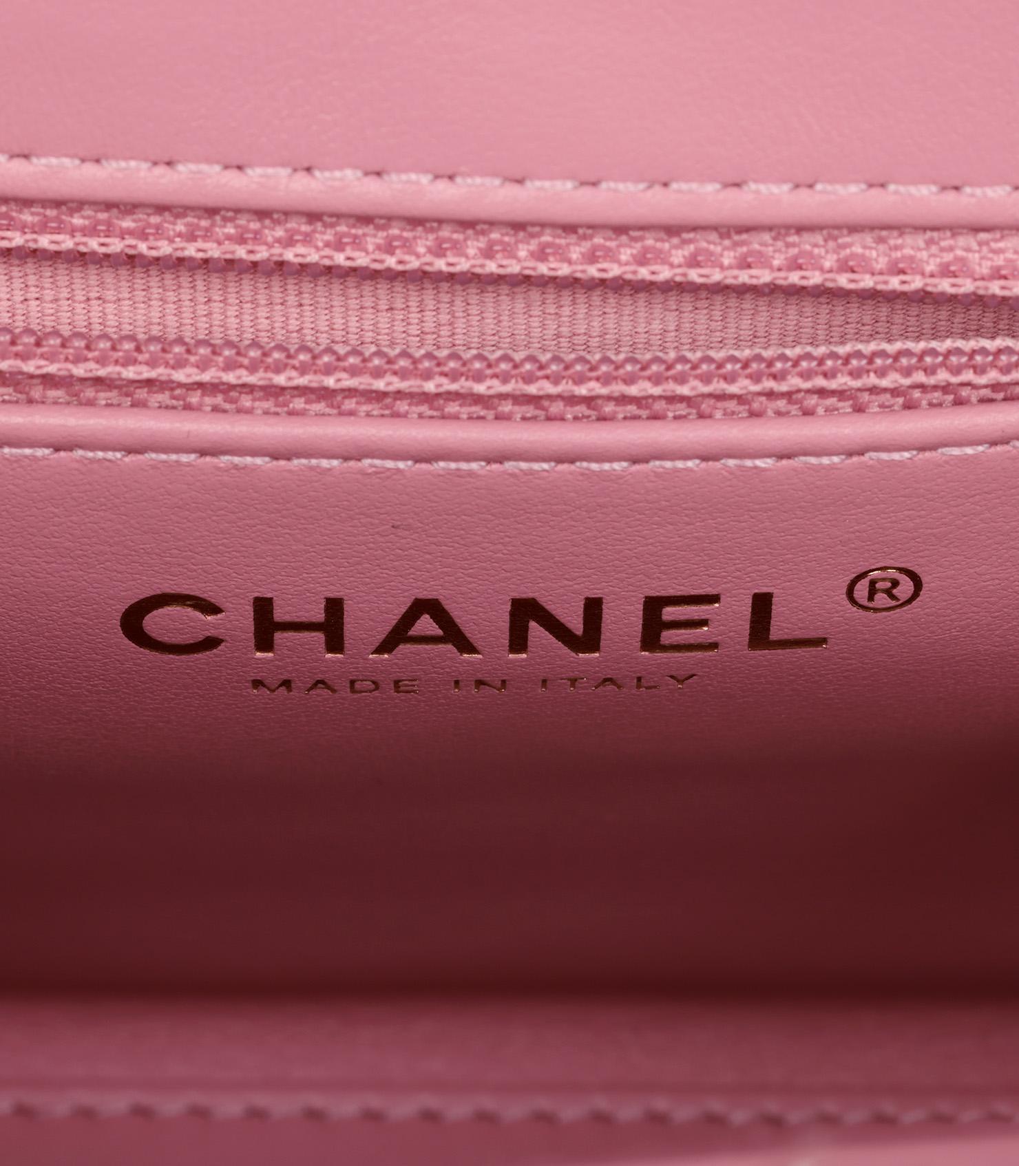 Chanel Pink Quilted Tweed Nano Classic Kelly Shopper For Sale 3