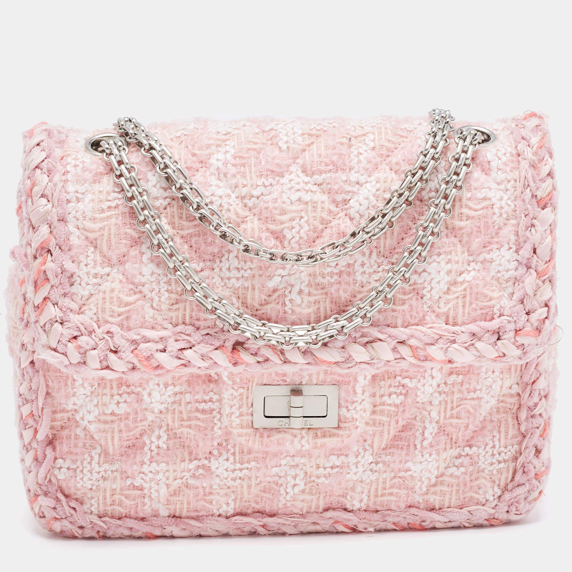 Women's Chanel Pink Quilted Tweed Square Reissue 2.55 Flap Bag