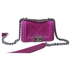 Chanel Pink Quilted Velvet Mini Boy Bag