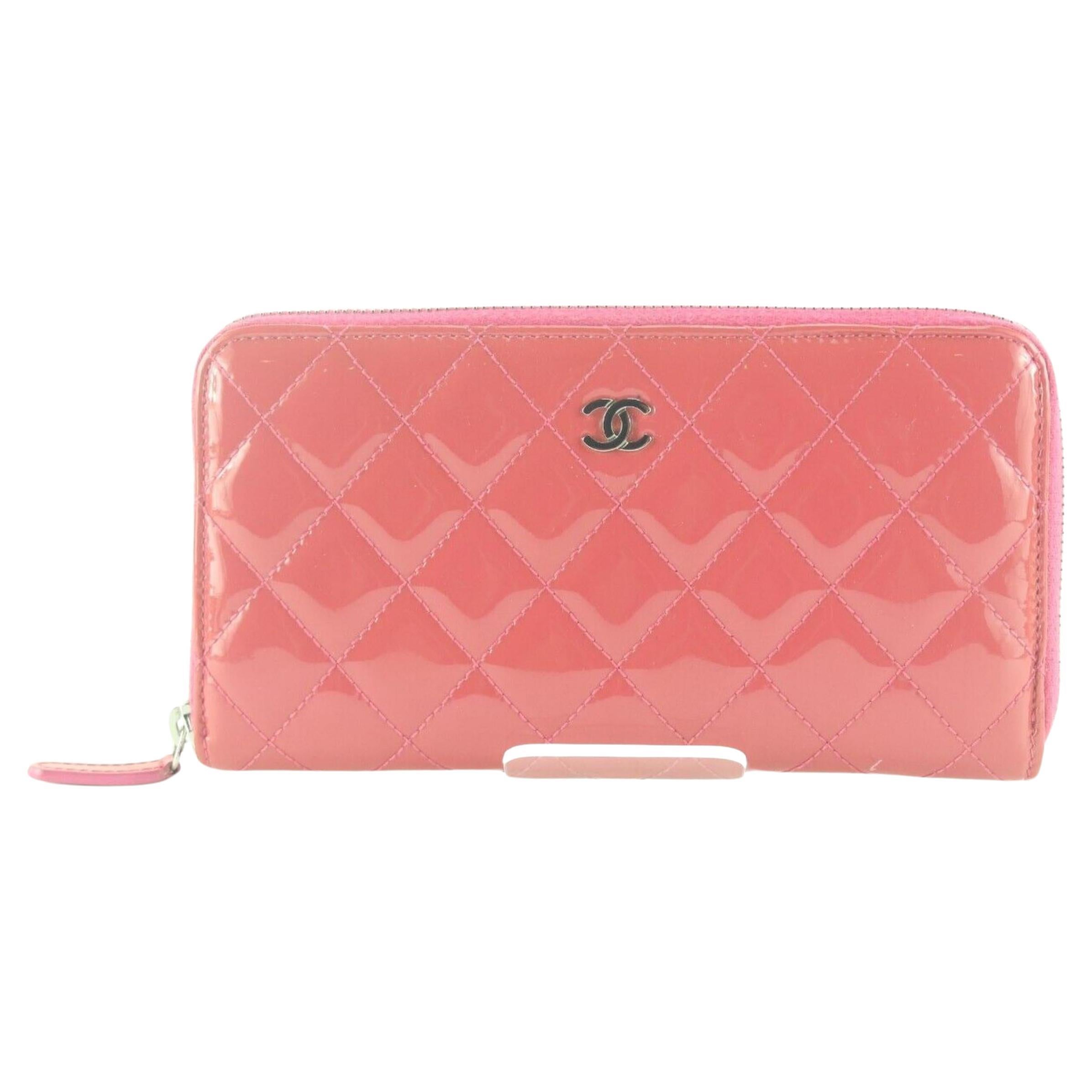 Chanel Pink Quilted Zip Wallet Zippy 4CC712K For Sale