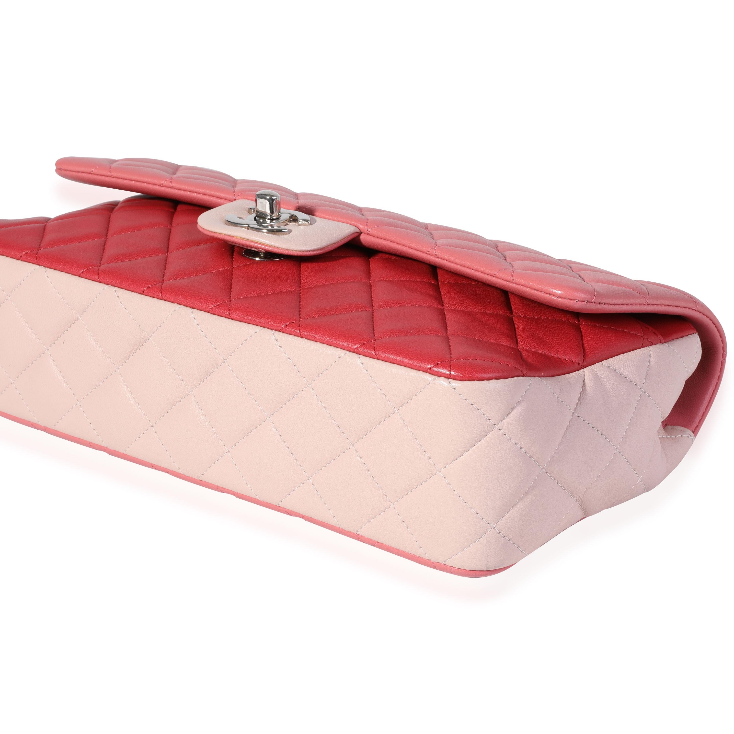 Chanel Rosa & Rot Gestepptes Lammfell Valentine's Day Single Flap Tasche 2