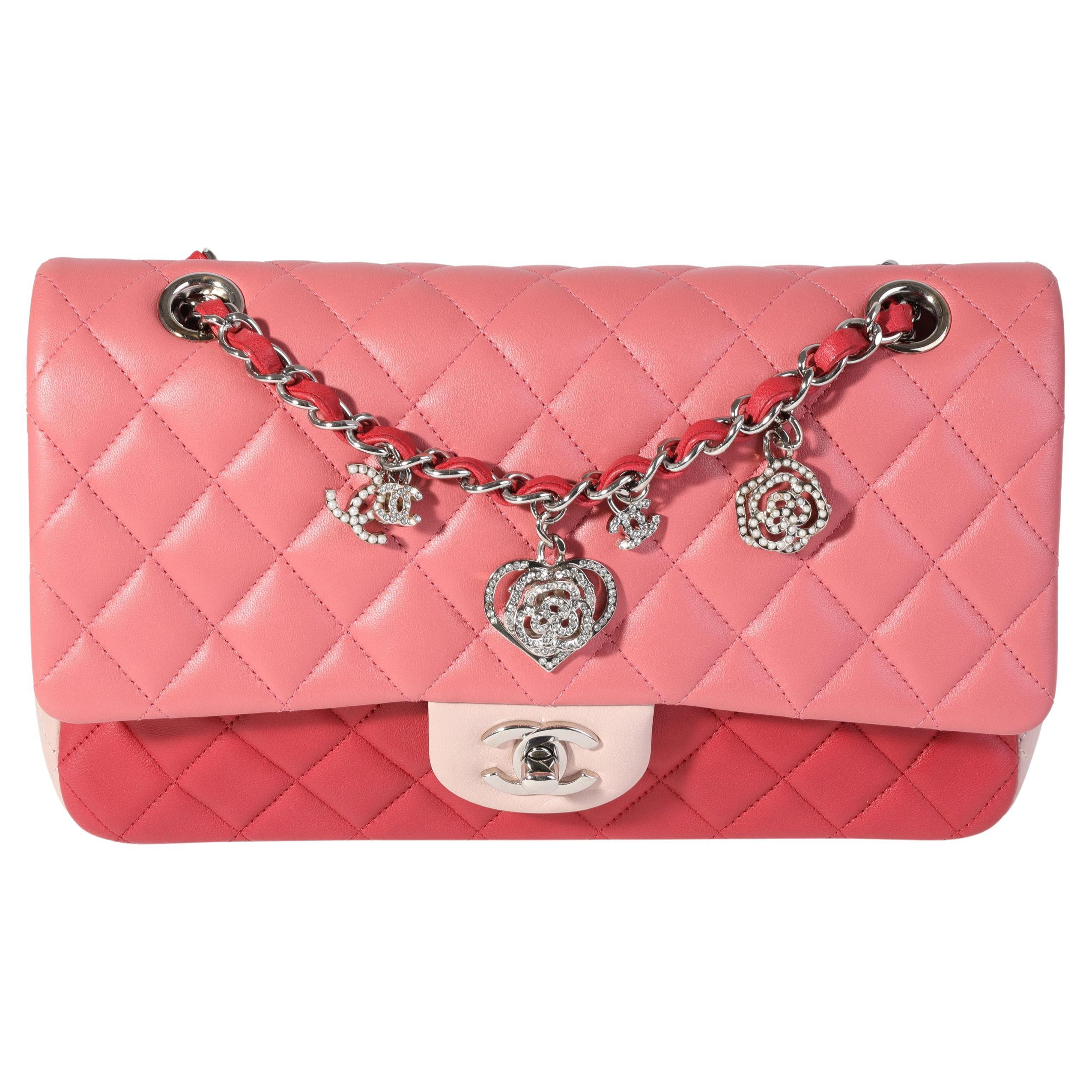 Chanel Pink and Red Quilted Lambskin Valentine's Day Single Flap Bag For  Sale at 1stDibs