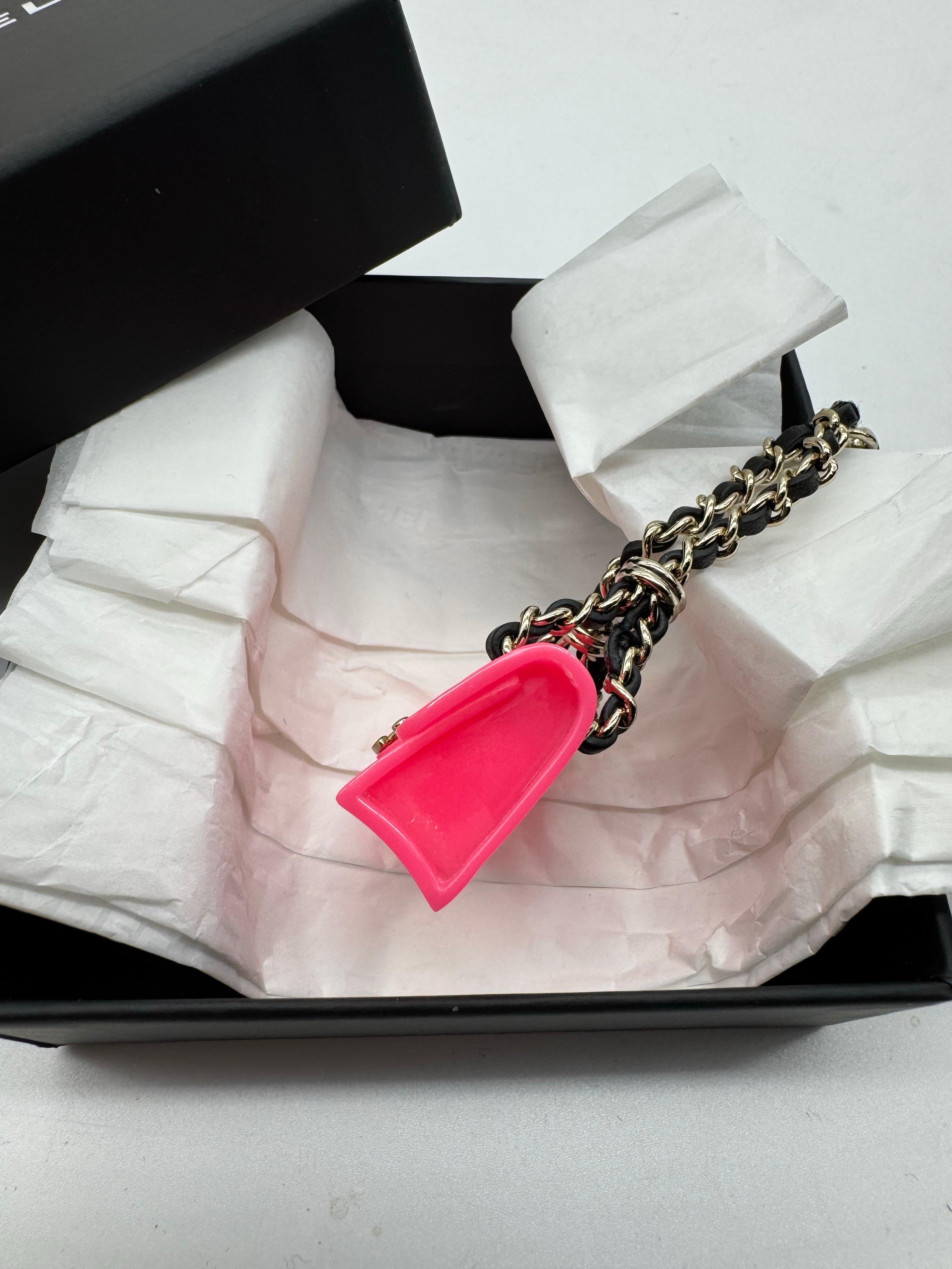 Women's or Men's Chanel Pink Resin Icon Bag Charm For Sale