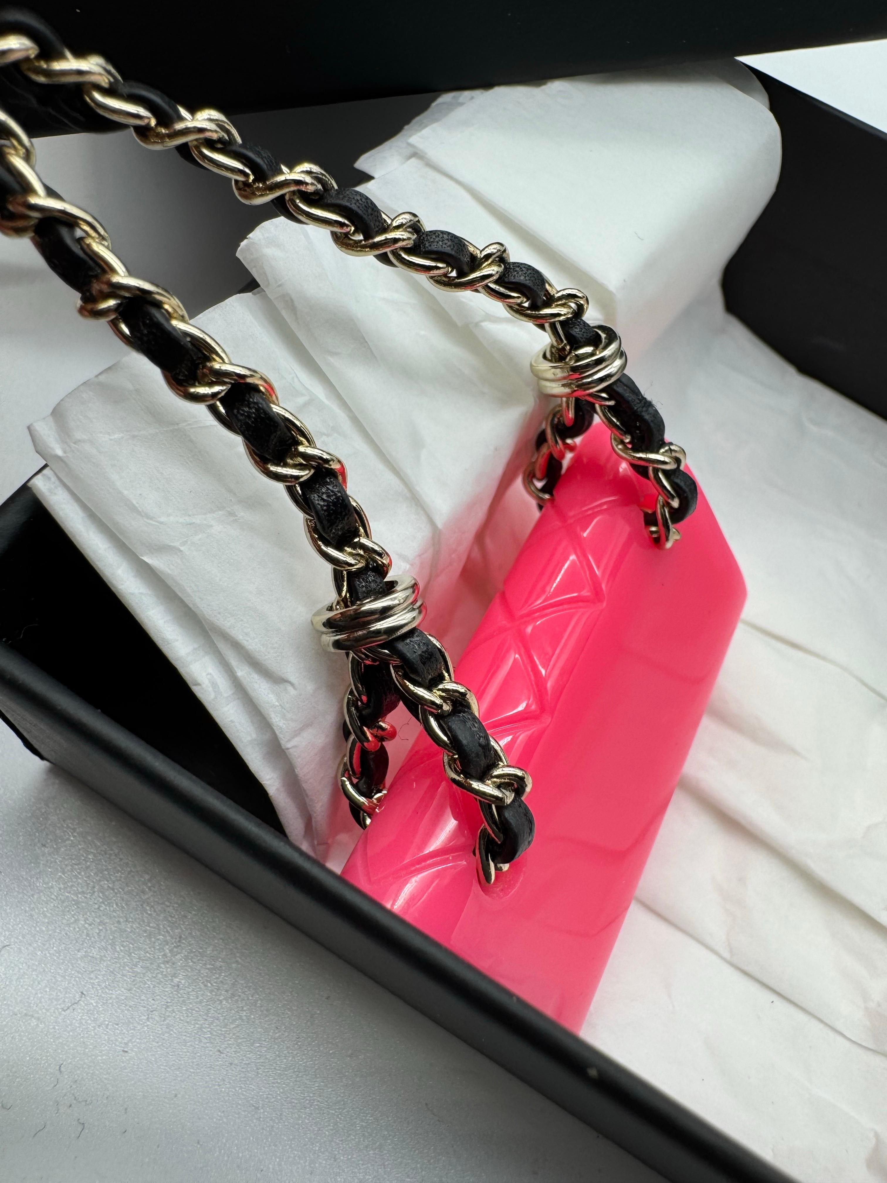 Chanel Pink Resin Icon Bag Charm For Sale 1