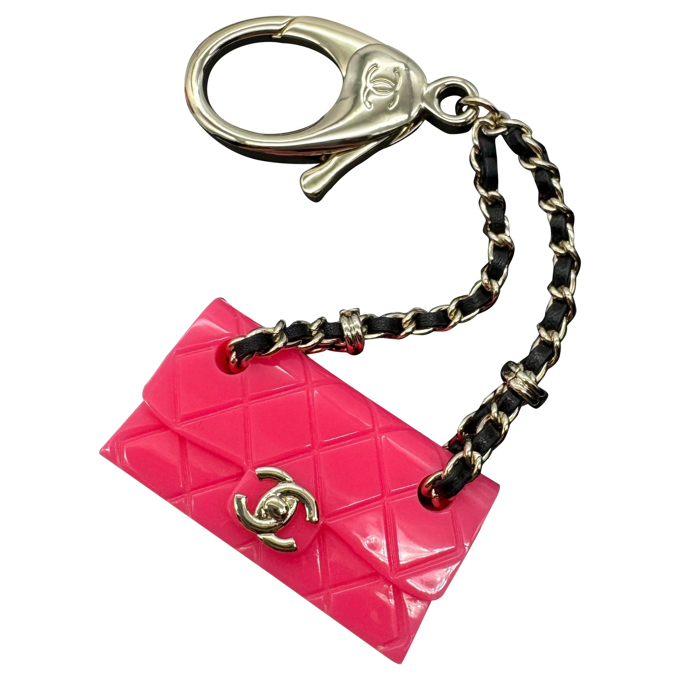 Chanel Pink Resin Icon Bag Charm For Sale