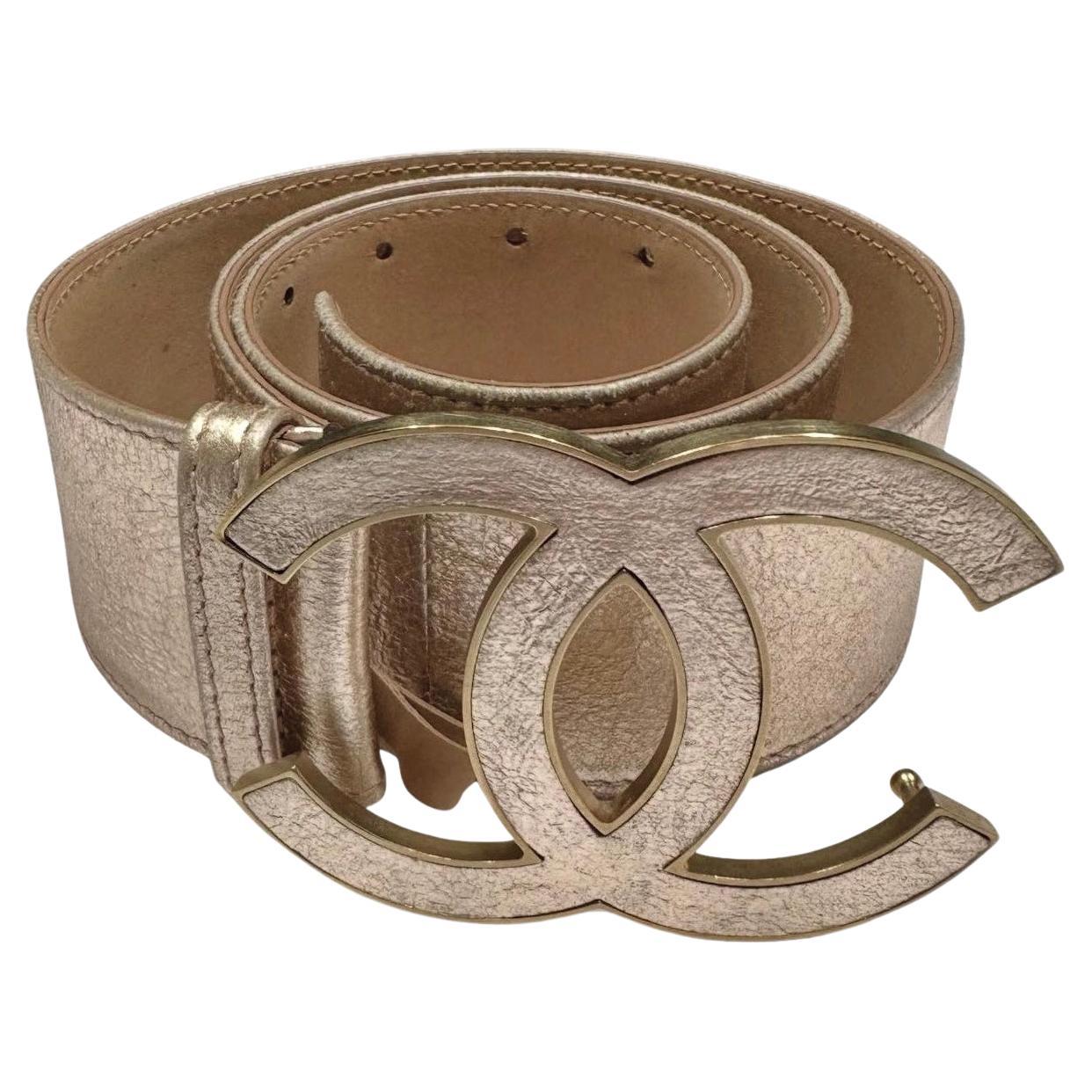 Cintura Chanel Rosa Rosa in pelle CC Logo Taglia 85