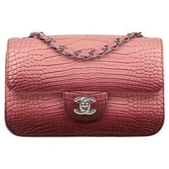 Chanel Pink & Rouge Ombre Matte Alligator Leather Rectangular Mini Flap Bag