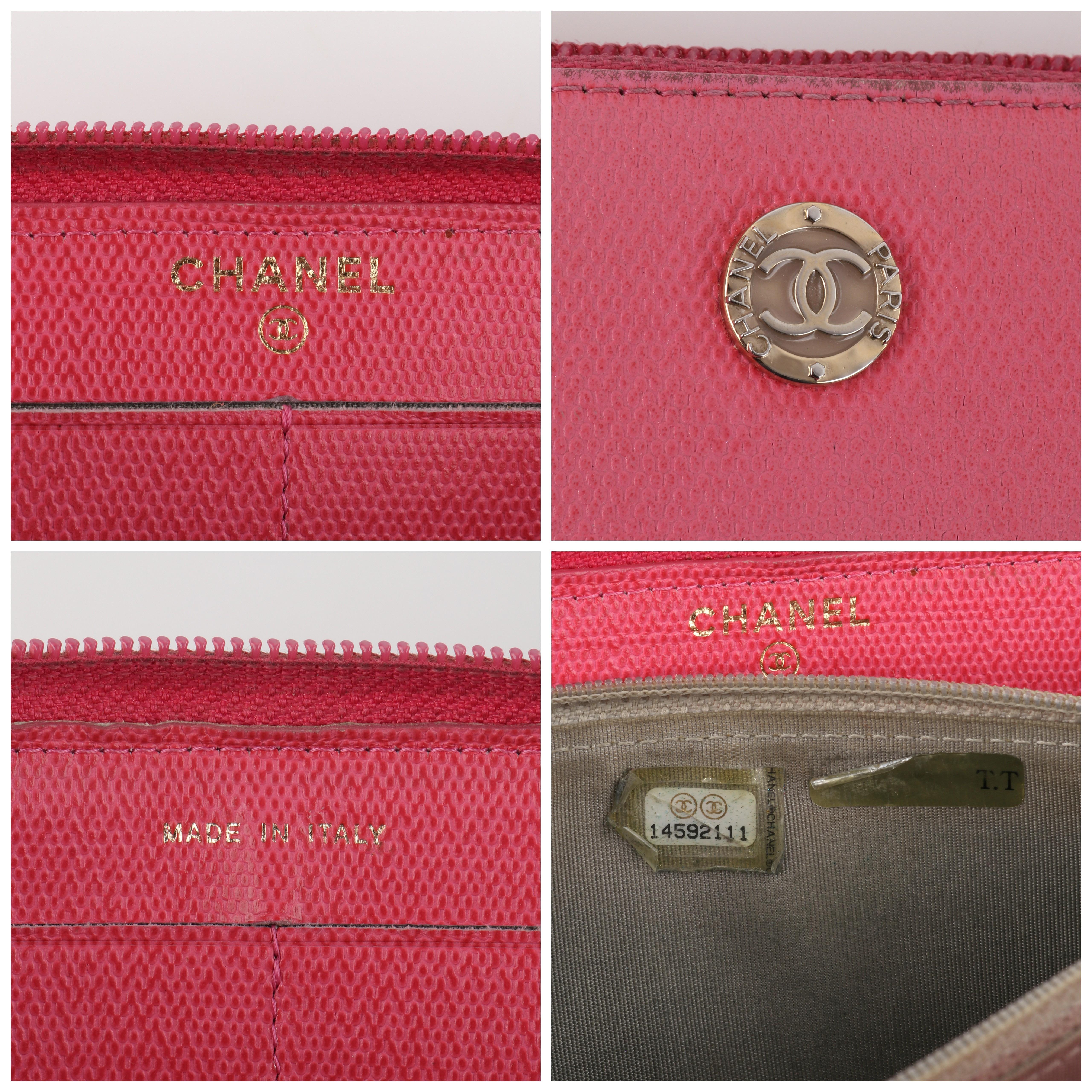 CHANEL Pink Coated Canvas CC Logo Zip Around Clutch Wallet 7