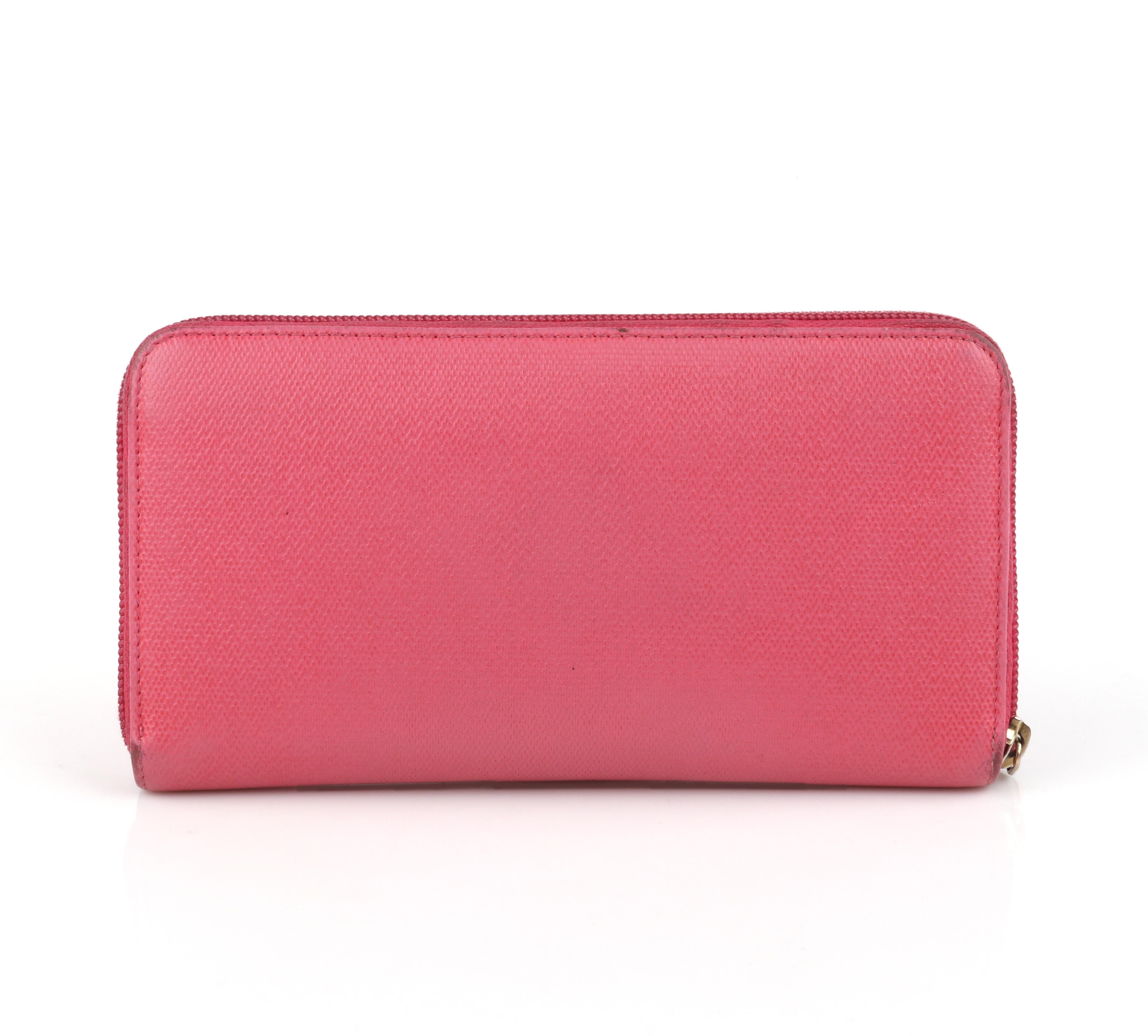 CHANEL Pink Coated Canvas CC Logo Zip Around Clutch Wallet For Sale at ...