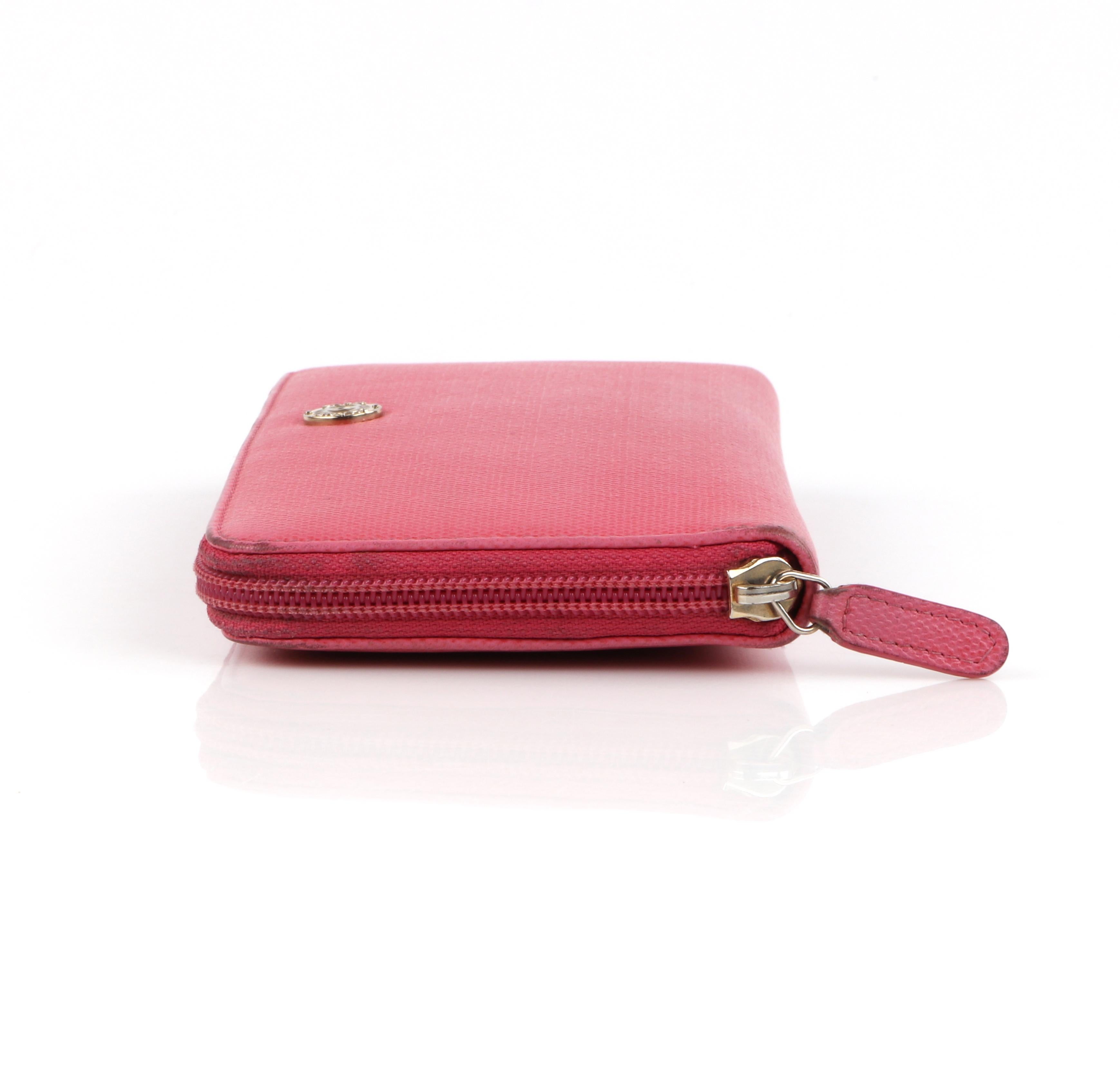 Women's CHANEL Pink Coated Canvas CC Logo Zip Around Clutch Wallet