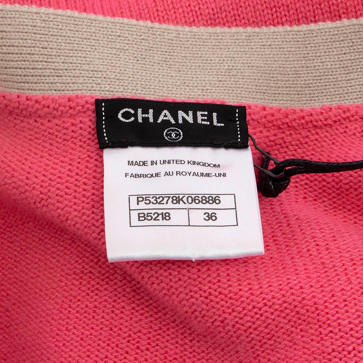 CHANEL Strickjacke aus rosa und sandfarbenem Kaschmir 2016 16C SEOUL 36 XS im Angebot 3