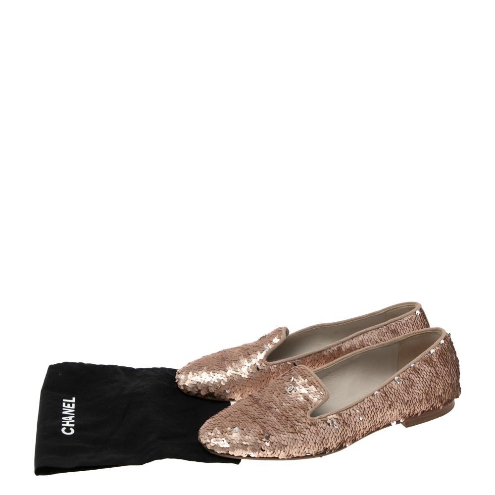 Women's Chanel Pink Sequins CC Smoking Slippers Size 38