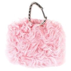 Chanel Rosa Shearling Lammfell Juwelenhaken-Kartenhalter