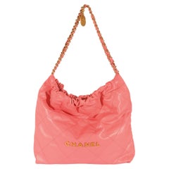 Chanel Pink Shiny Calfskin Chanel 22 Hobo