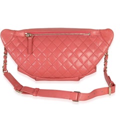 Chanel Pink Shiny Crumpled Quilted Calfskin Bi Classic Waist Bag