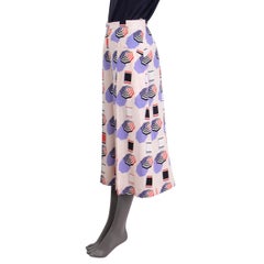 CHANEL pink silk 2019 PARASOL PRINT SLIT CULOTTE Pants 38 S