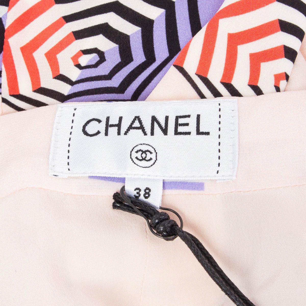 Women's CHANEL pink silk 2019 PARASOL PRINT SLIT CULOTTE Pants 38 S