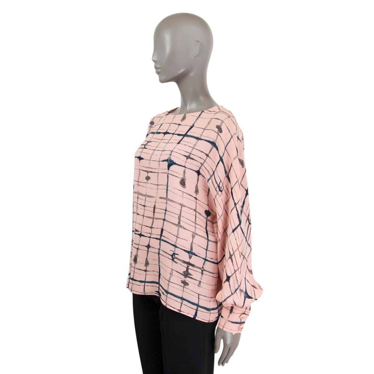 CHANEL pink silk 2021 21S PRINTED Long Sleeve Blouse Shirt 42 L 1
