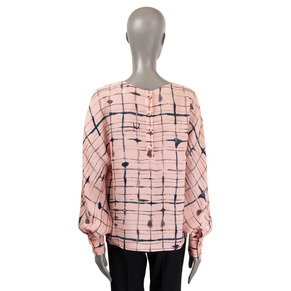 CHANEL pink silk 2021 21S PRINTED Long Sleeve Blouse Shirt 42 L 2