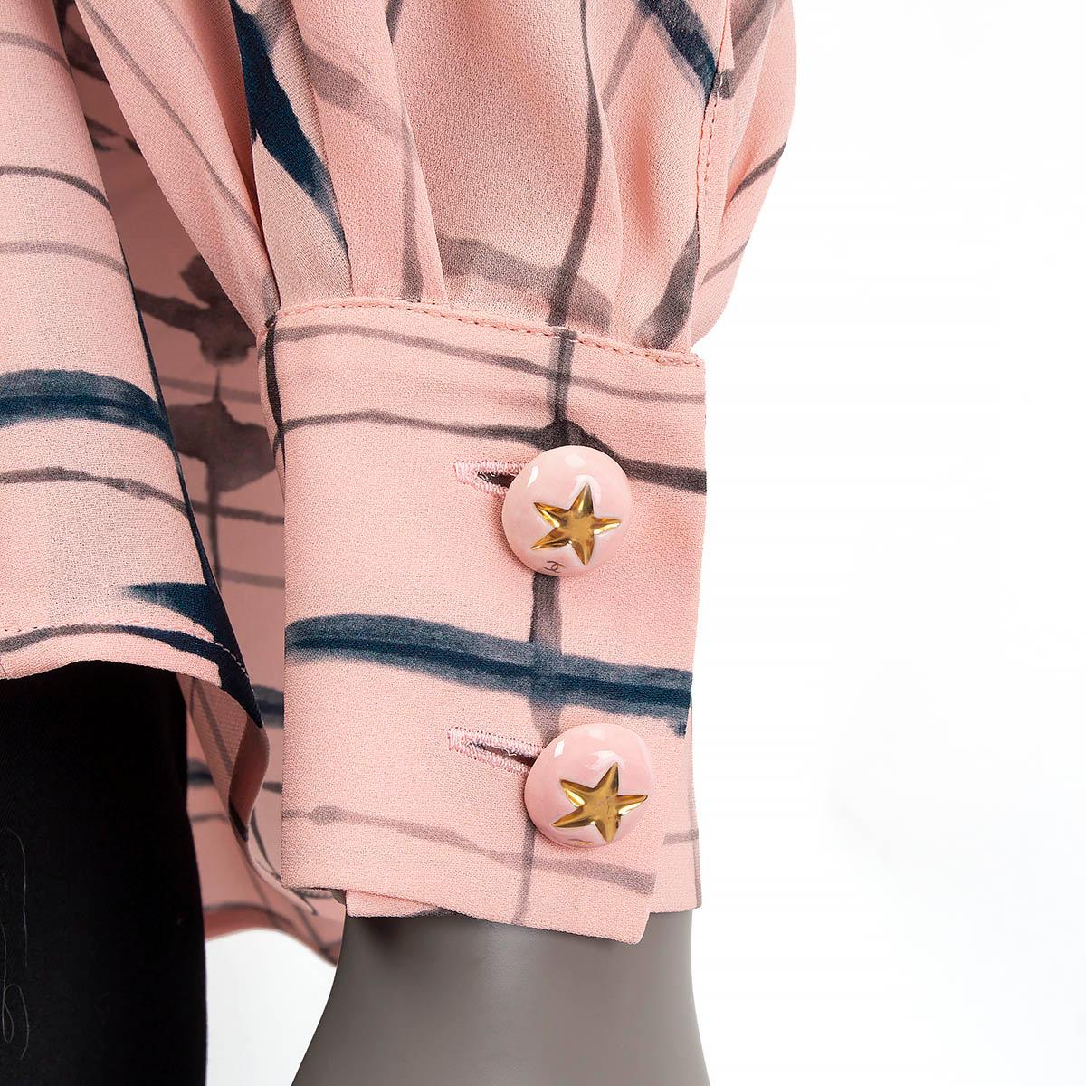 CHANEL pink silk 2021 21S PRINTED Long Sleeve Blouse Shirt 42 L 4
