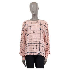 CHANEL pink silk 2021 21S PRINTED Long Sleeve Blouse Shirt 42 L