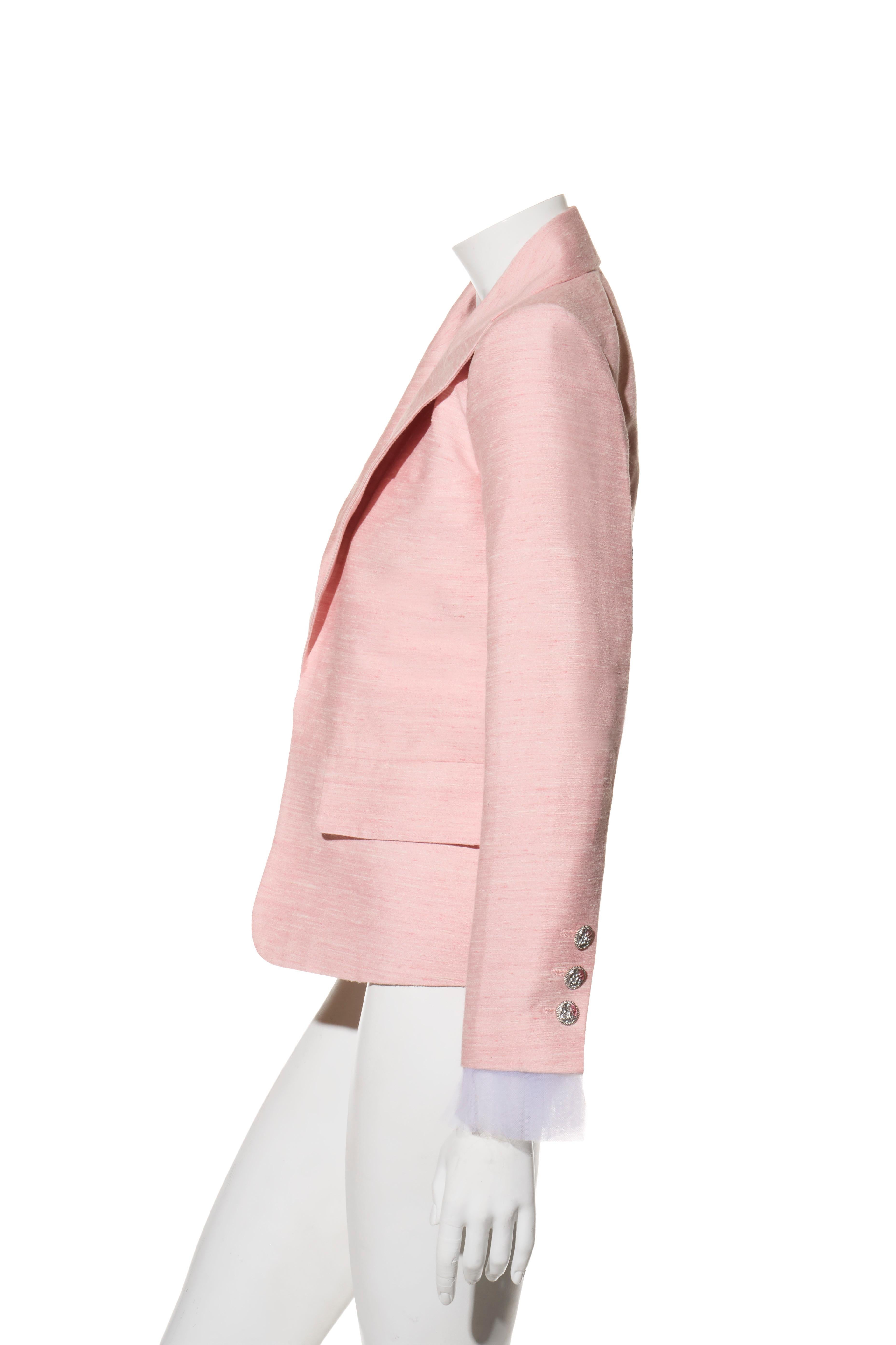 Beige Chanel Giacca Blazer in Seta Rosa Collezione Primavera/Estate 2017 Taglia 36 in vendita