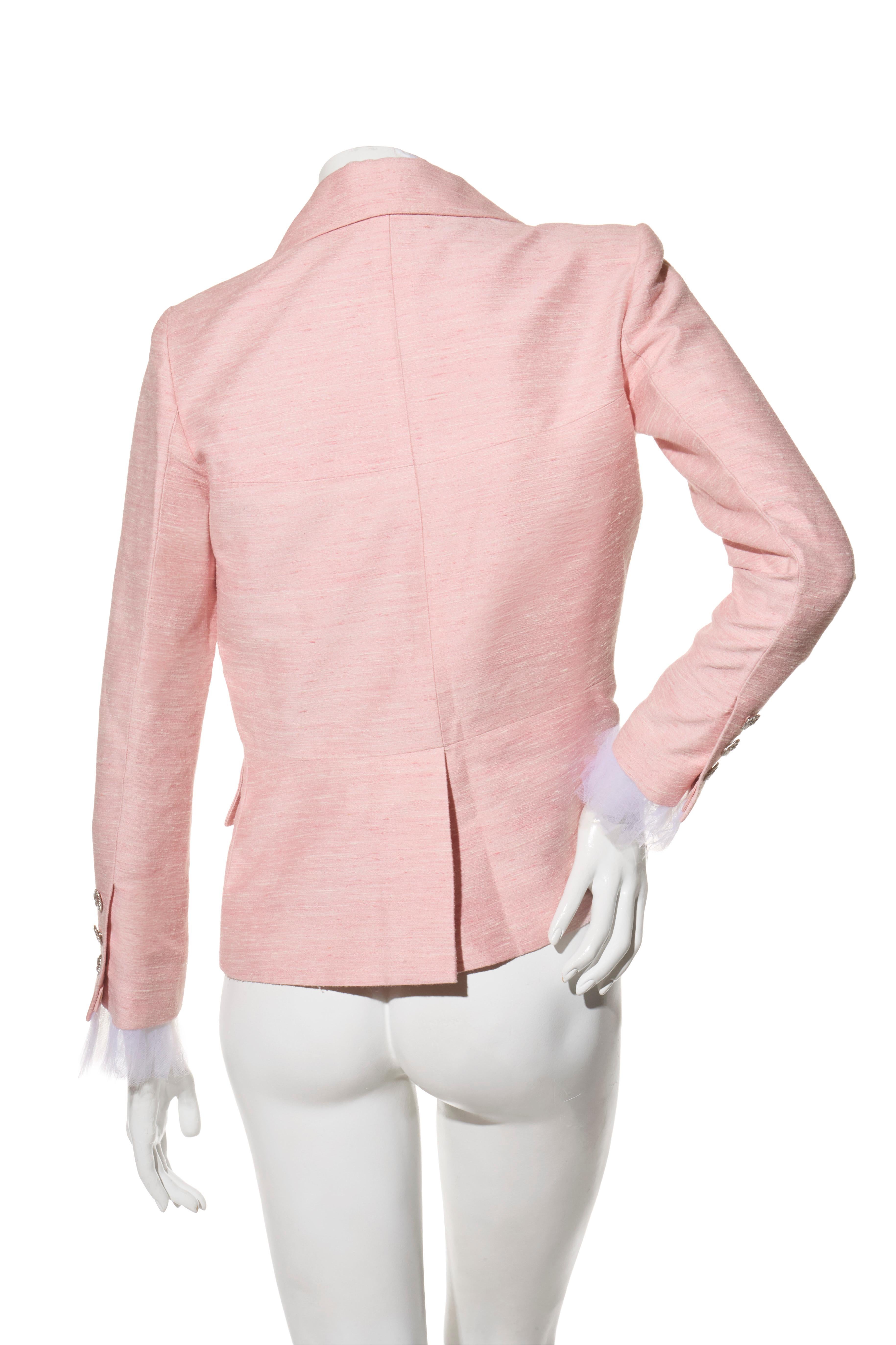 Chanel Giacca Blazer in Seta Rosa Collezione Primavera/Estate 2017 Taglia 36 In condizioni ottime in vendita a Woodland Hills, CA