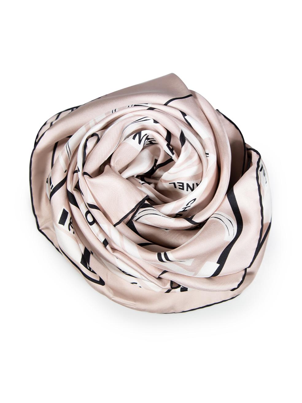 CONDITION is Good. Minor wear to scarf is evident. Light wear to the fabric with a handful of small discoloured marks and plucks to the weave on this used Chanel designer resale item.
 
 
 
 Details
 
 
 Pink
 
 Silk
 
 Scarf
 
 Square
 
 Logo book
