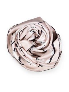 Chanel Pink Silk CC Book Print Scarf