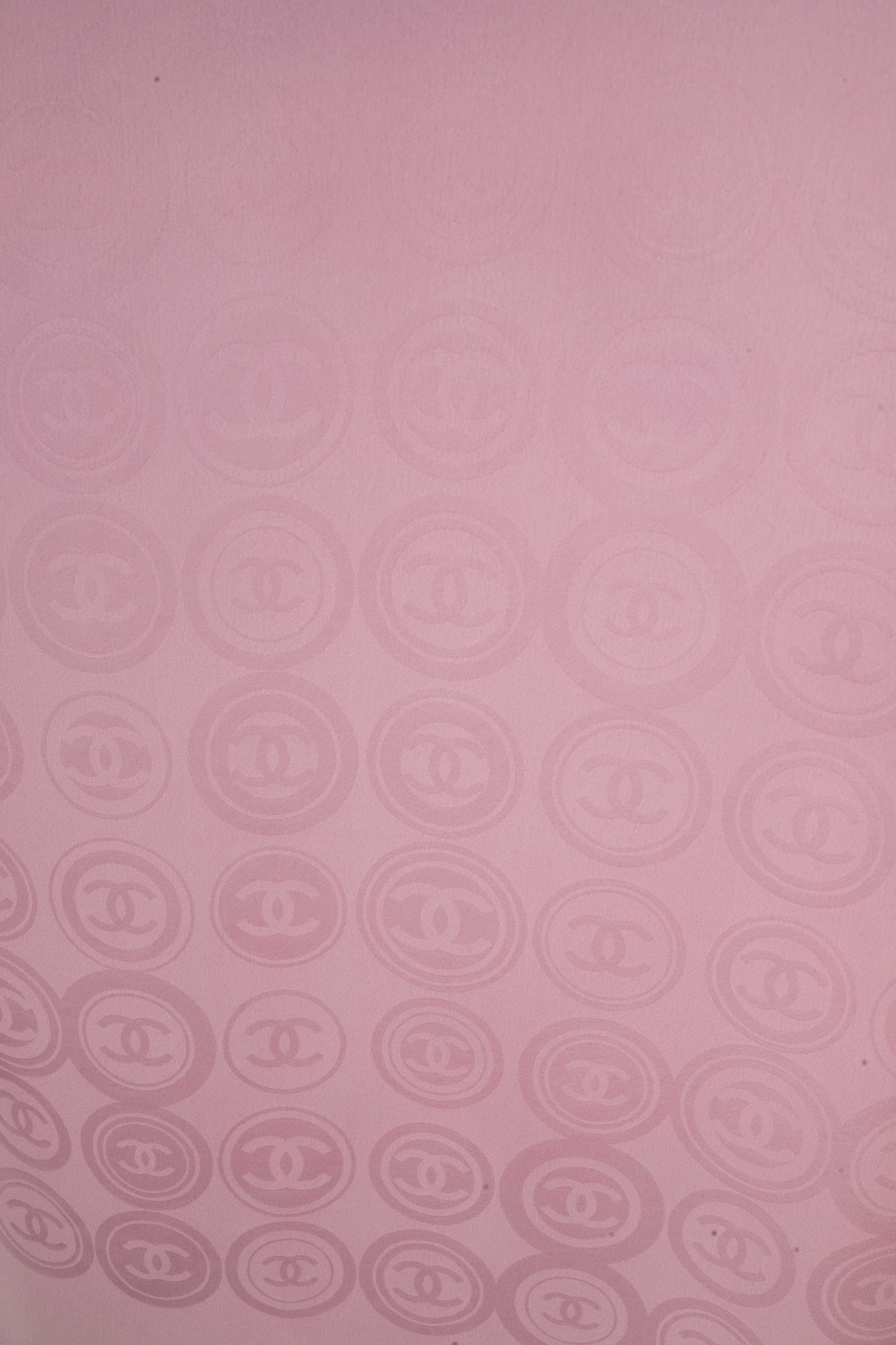 Beige Chanel pink silk foulard For Sale