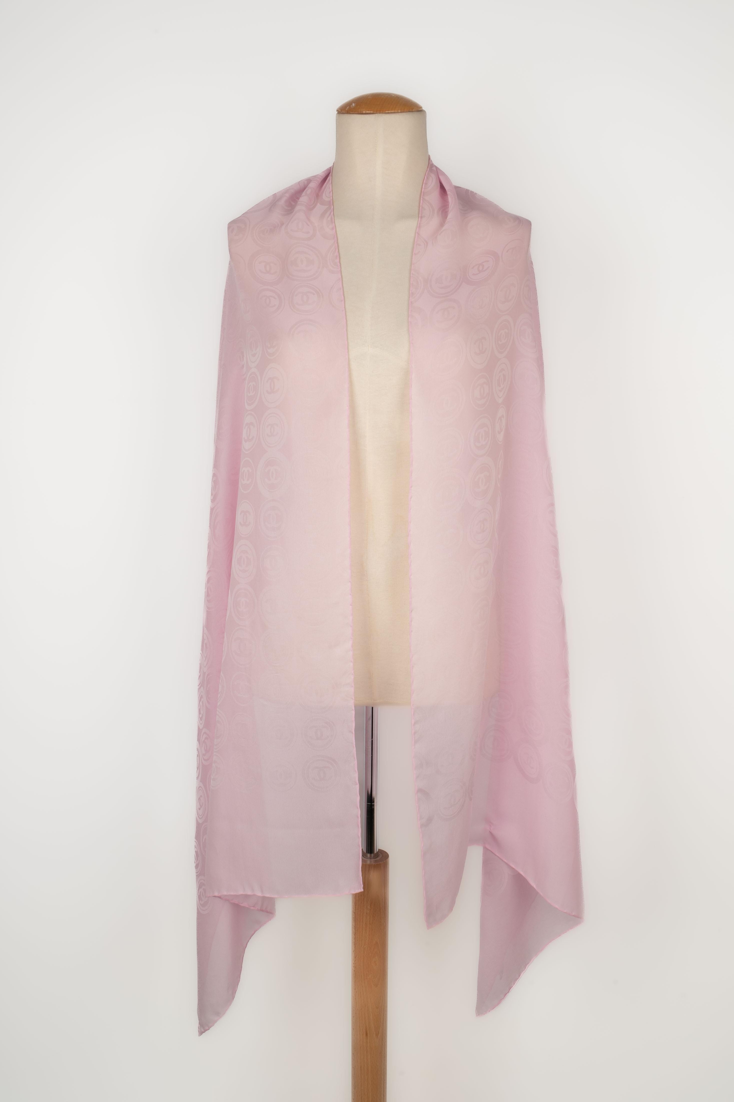 Chanel pink silk foulard For Sale 1