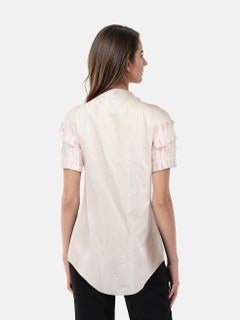 Chanel Pink Silk Pleated Sleeves Blouse Size XL