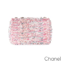Chanel Pink & Silver Sequin Single Flap Silver Tone Hardware Bag