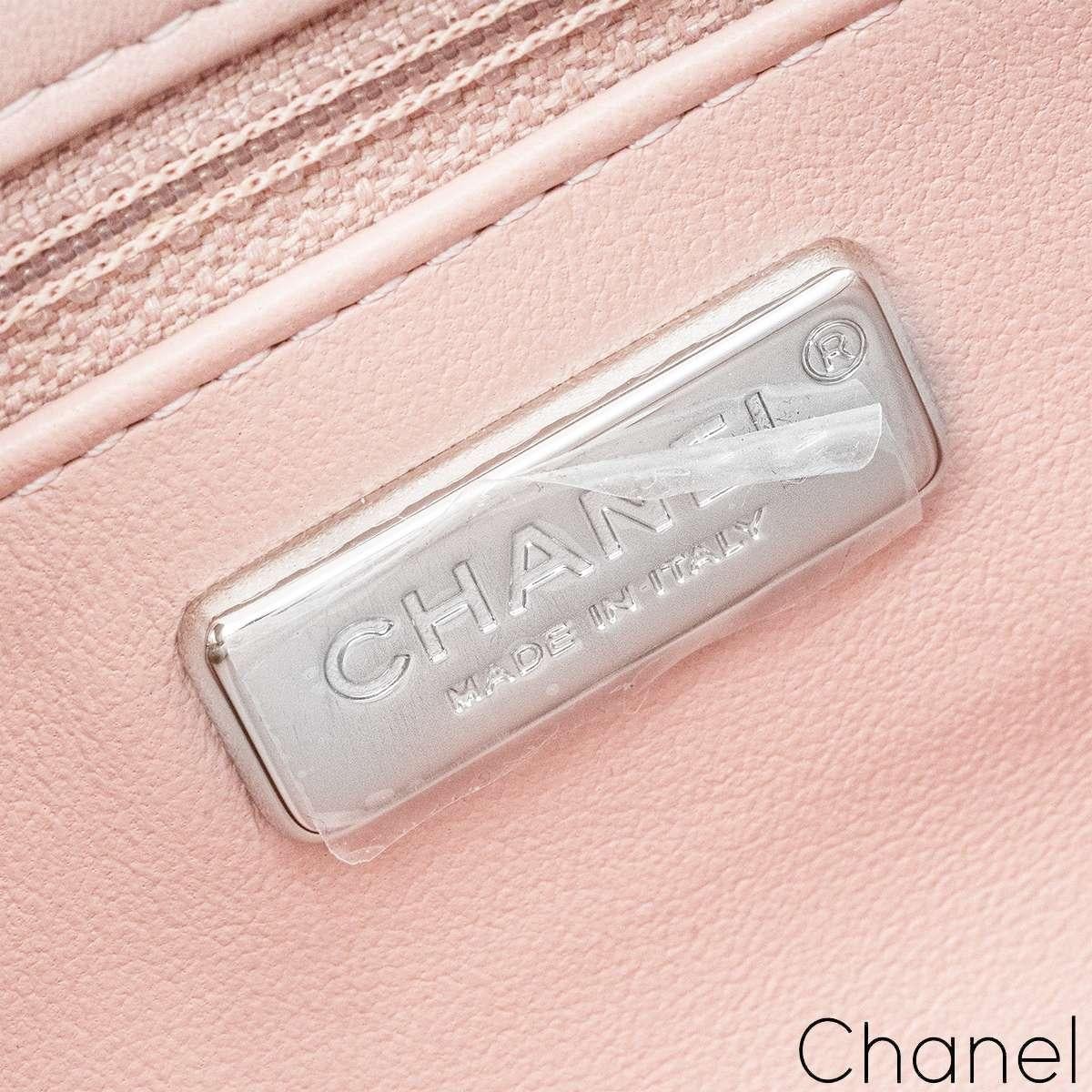 Women's Chanel Pink & Silver Sequin Single Flap Silver Tone Hardware Bag For Sale