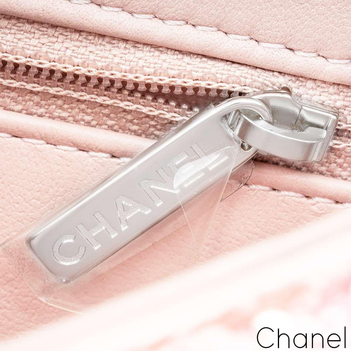 Chanel Pink & Silver Sequin Single Flap Silver Tone Hardware Bag For Sale 1