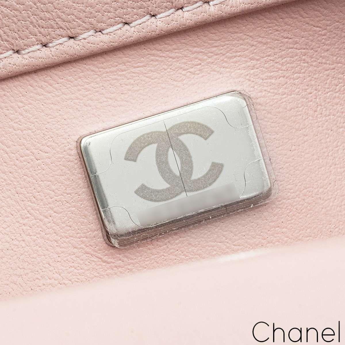 Chanel Pink & Silver Sequin Single Flap Silver Tone Hardware Bag For Sale 2