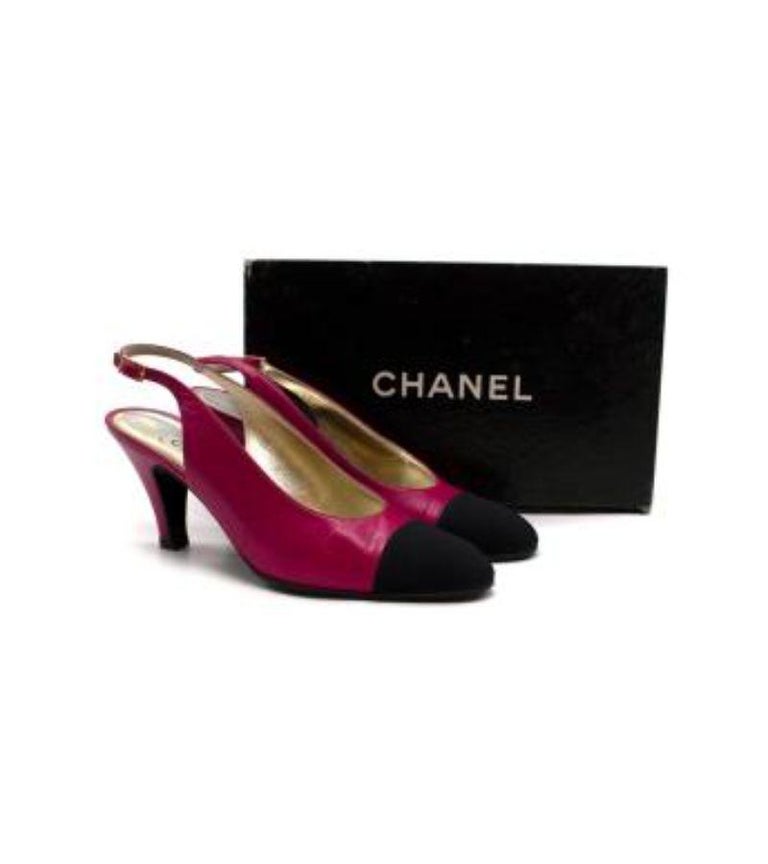 Chanel Pink Slingback Cap Toe Heels For Sale at 1stDibs