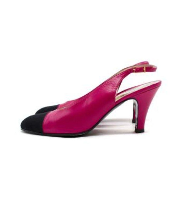 Chanel Pink Slingback Cap Toe Heels For Sale at 1stDibs