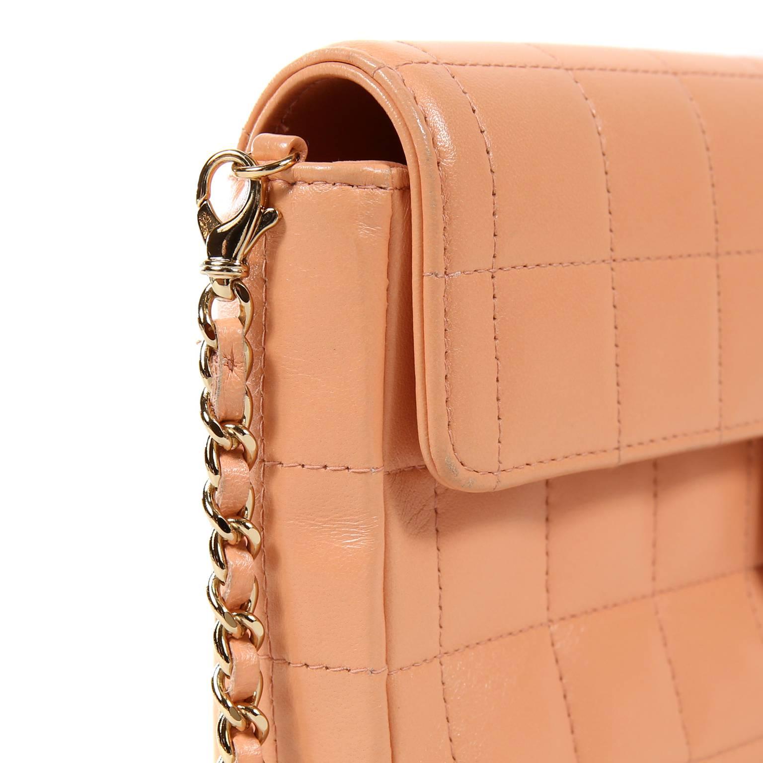 Orange Chanel Pink Square Quilted Leather East West Flap Bag