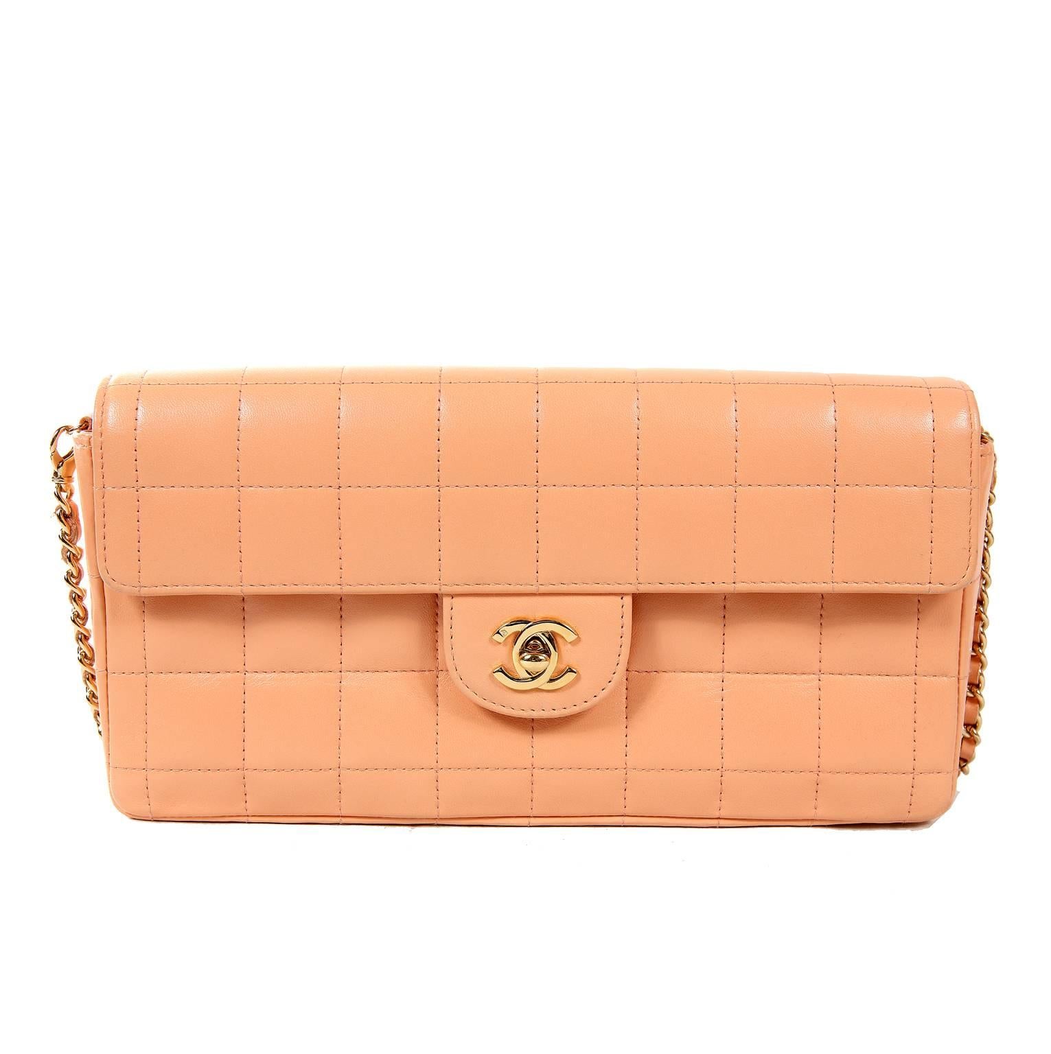Chanel Pink Square Quilted Leather East West Flap Bag 1