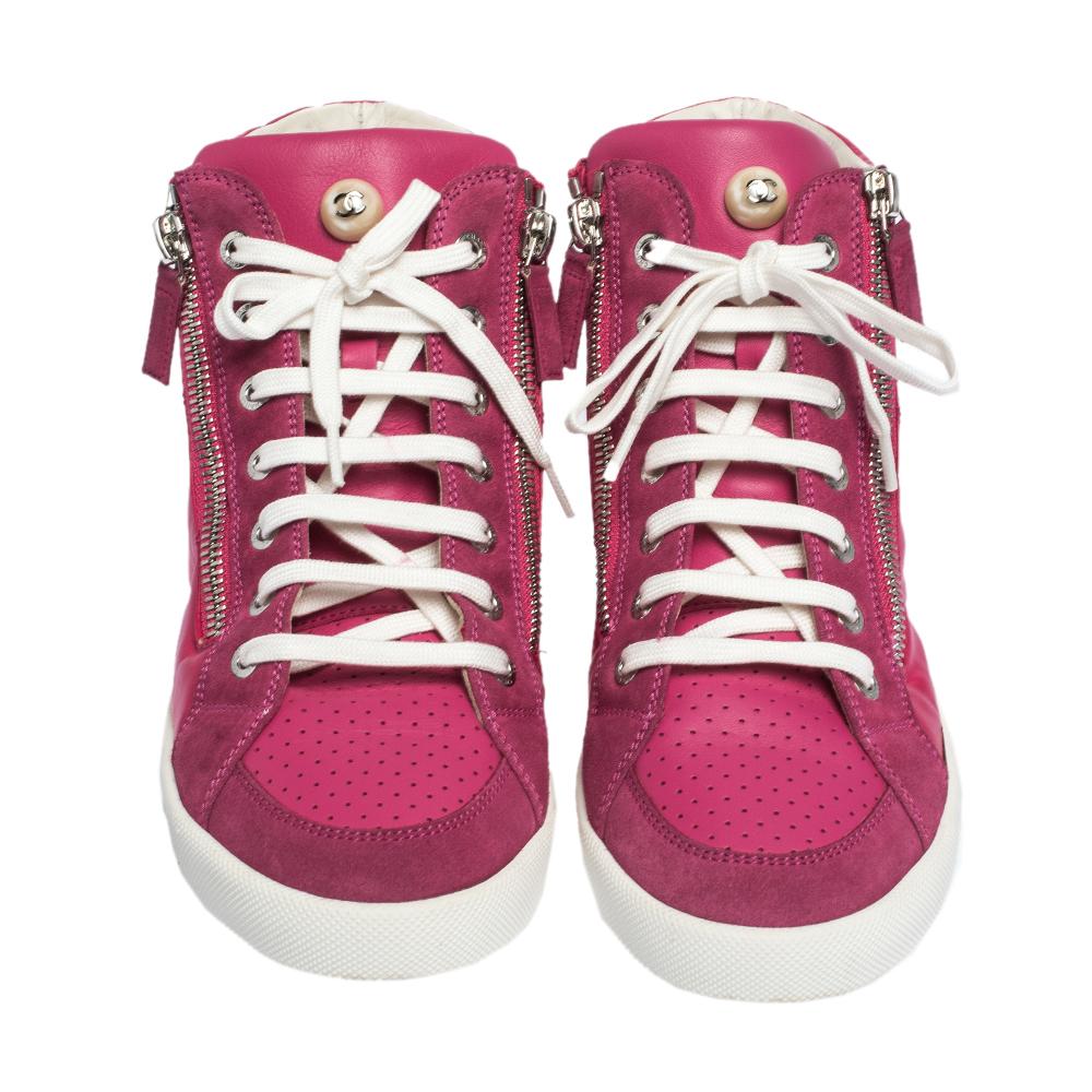 pink chanel high top sneakers