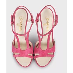 Chanel Pink Suede High Heel Sandals - Size 39
