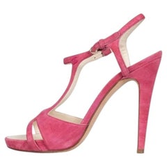 Chanel Pink Suede High Heel Sandals - Size 39
