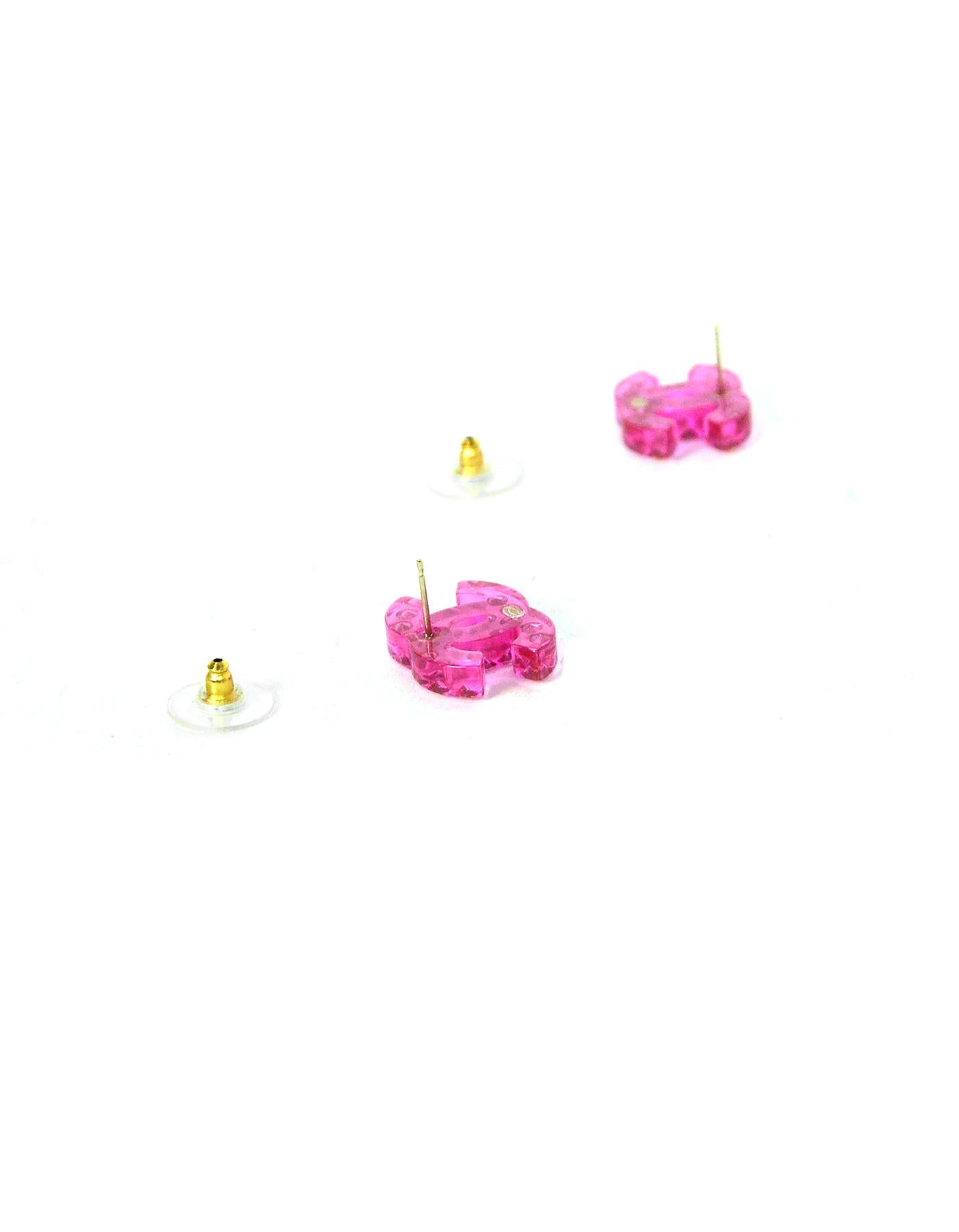 chanel pink crystal earrings