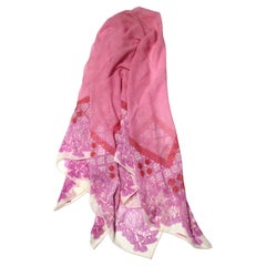 Chanel Pink Tassel Tapestry Print Silk Scarf